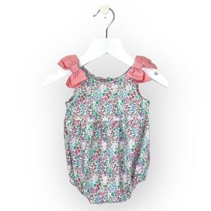 Jane and Jack Floral Bubble Romper with Bows 0-3 Months